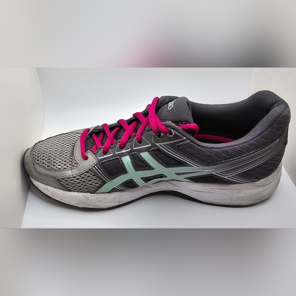 Asics  Gel Contend 4 Womens Size 7.5 Silver & Aqua Green Logo Pink Laces - Picture 7 of 13
